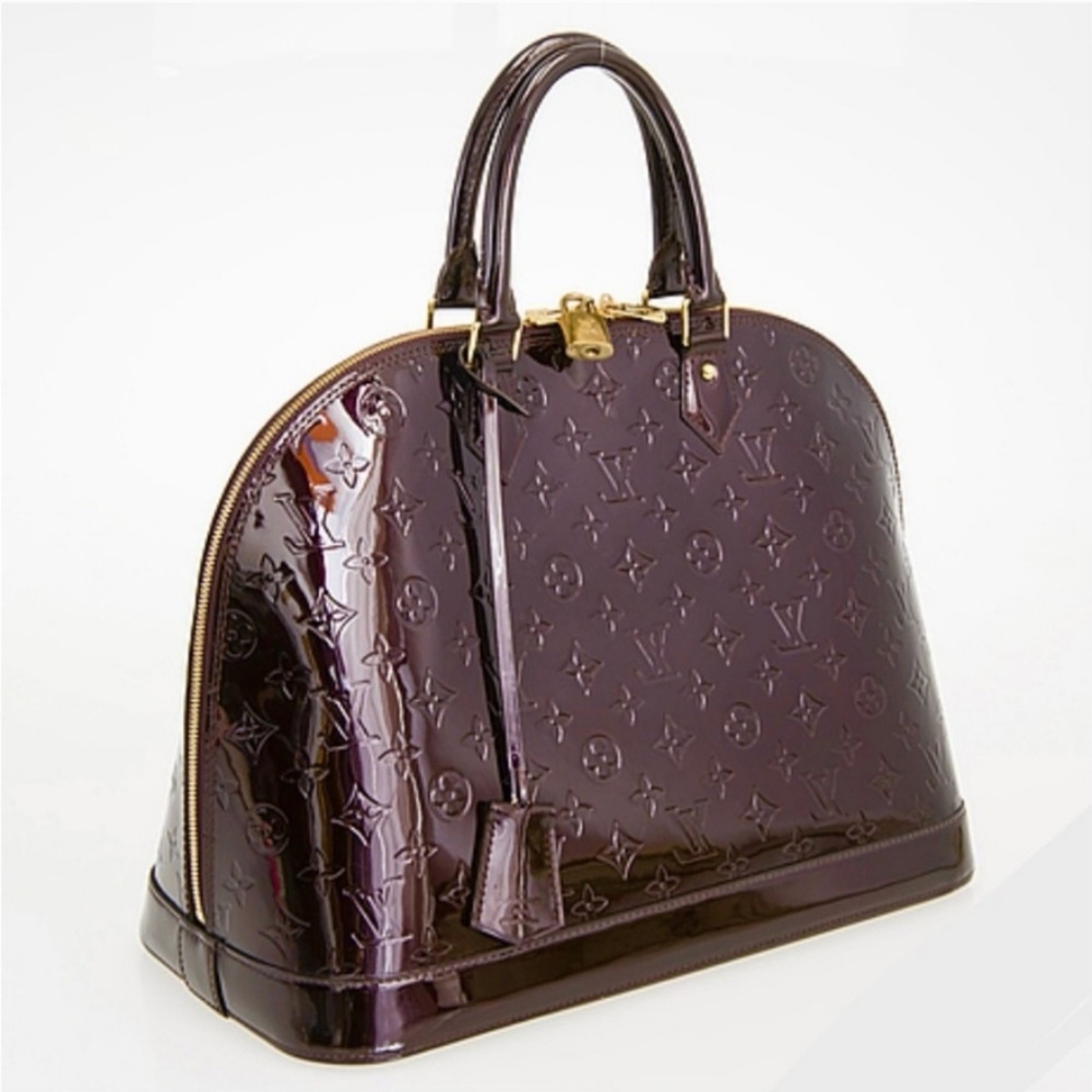 Authentic EUC Louis Vuitton GM Alma Red Fauviste Vernis Handbag with Dustbag.